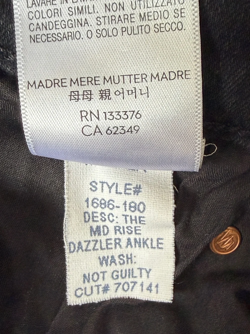 Mother The Mid Rise Dazzler Ankle Black Straight-Leg Jeans Women Size 30